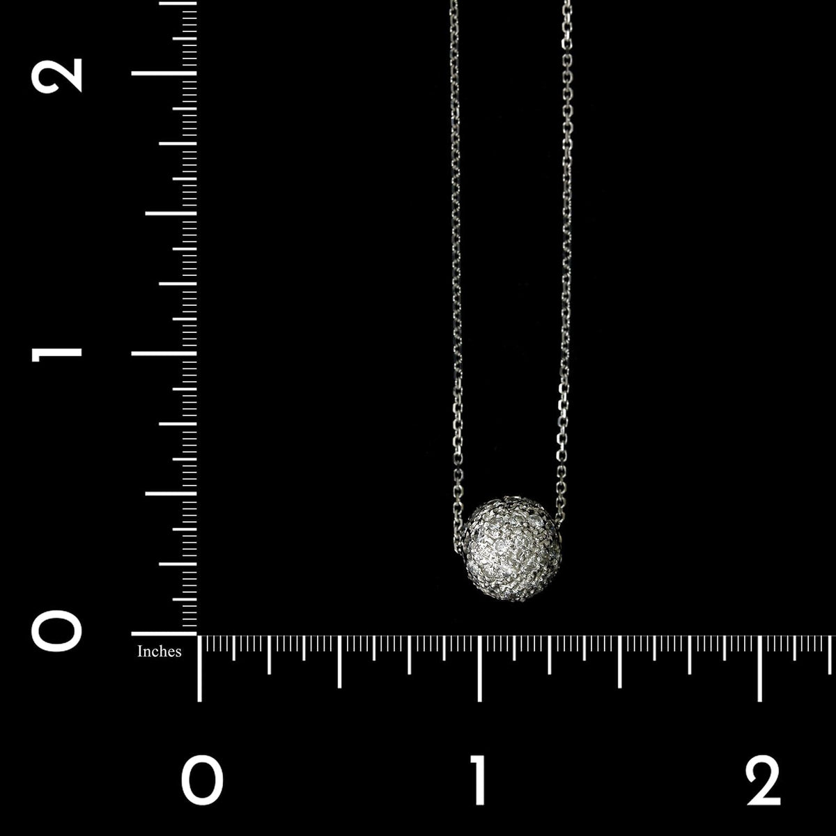 14K White Gold Estate Diamond Bead Pendant