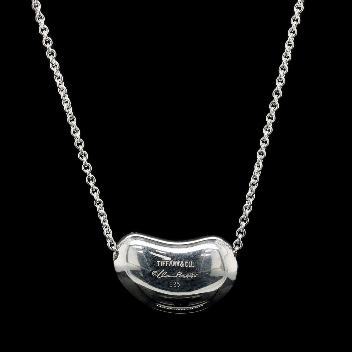 Tiffany & Co. Sterling Silver Estate Elsa Peretti Bean Pendant Necklace