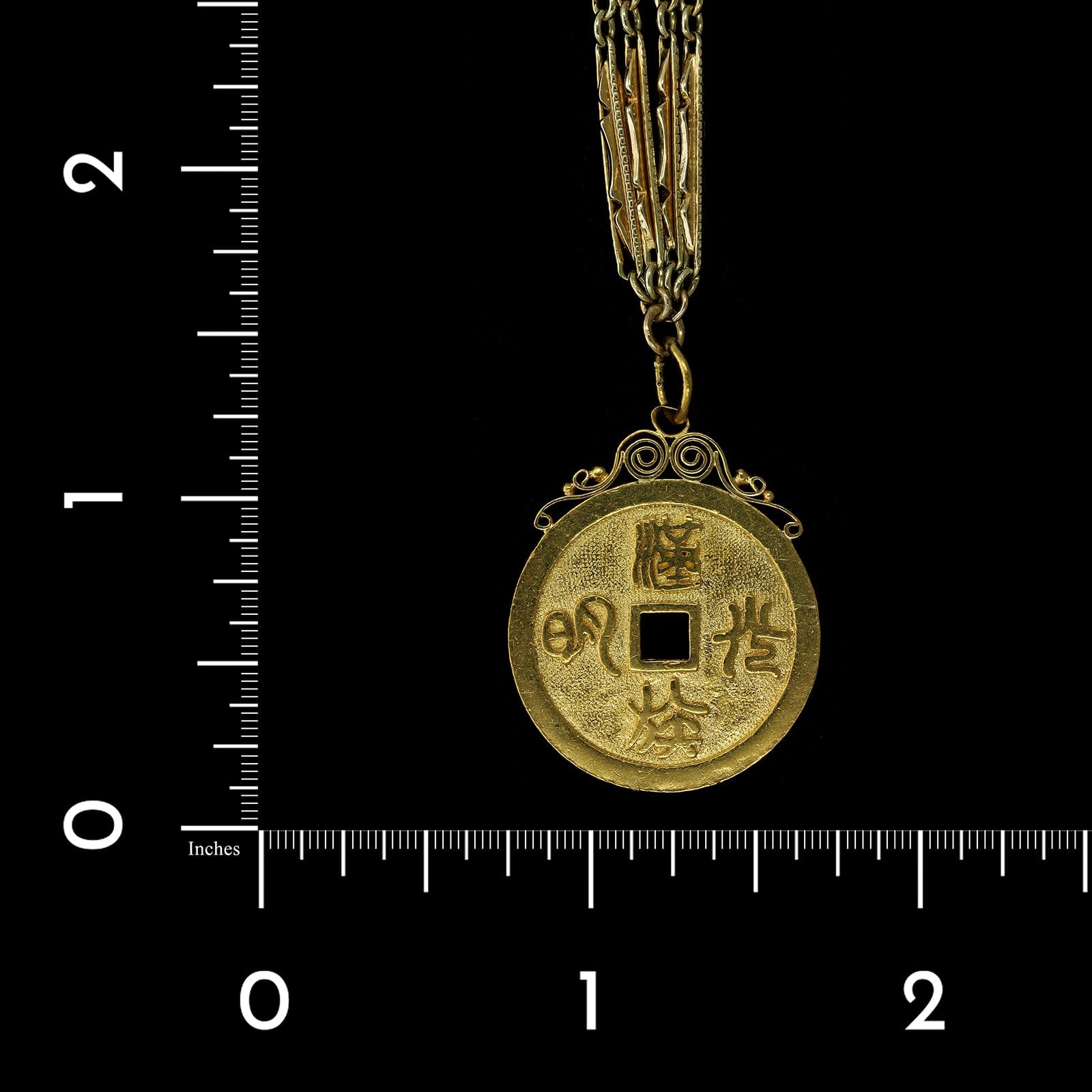 14K and 24K Yellow Gold Estate Chinese Coin Style Pendant