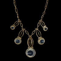 Retro 14K Yellow Gold Estate Moonstone Necklace