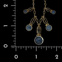Retro 14K Yellow Gold Estate Moonstone Necklace