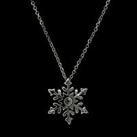 14K White Gold Estate Diamond Snowflake Pendant