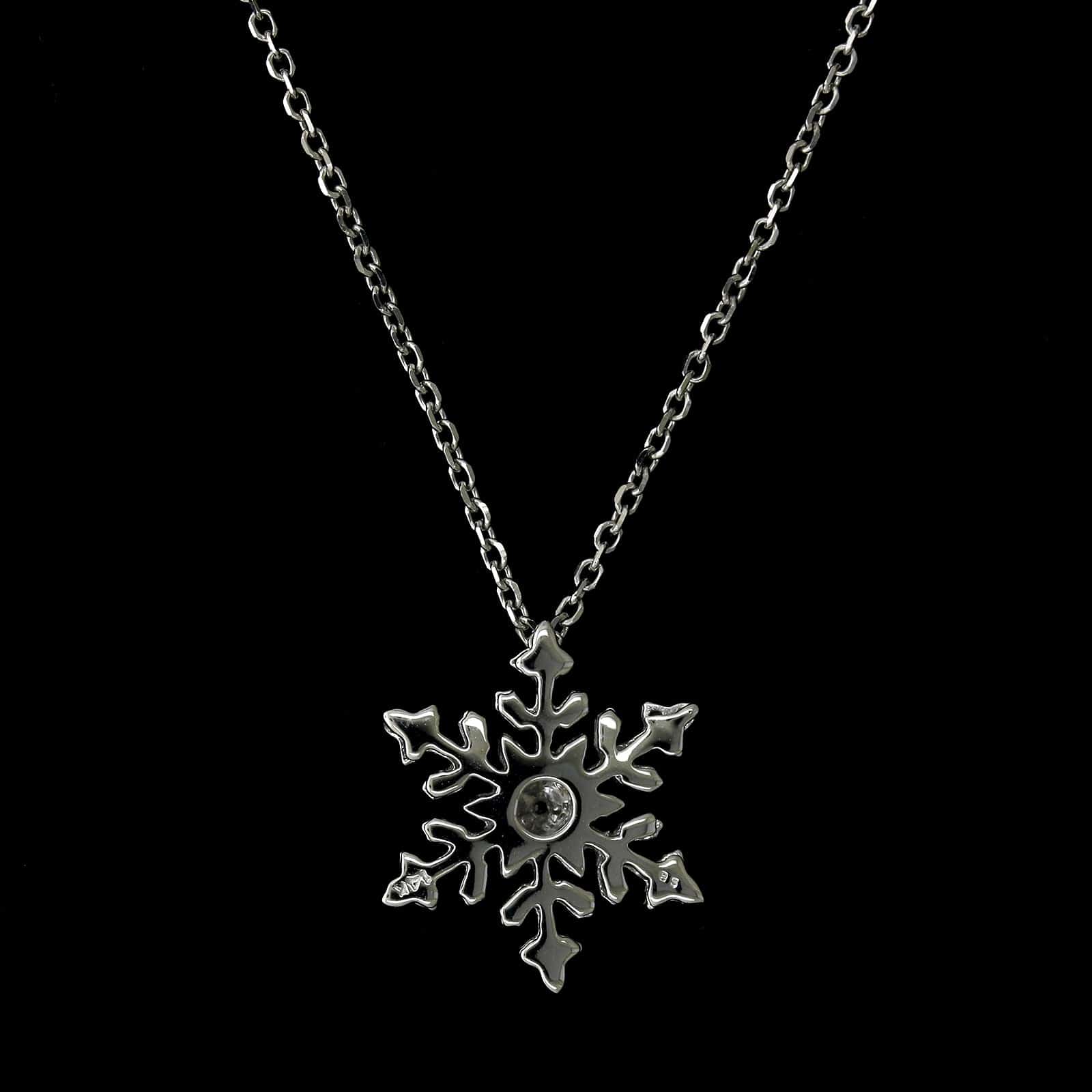 14K White Gold Estate Diamond Snowflake Pendant