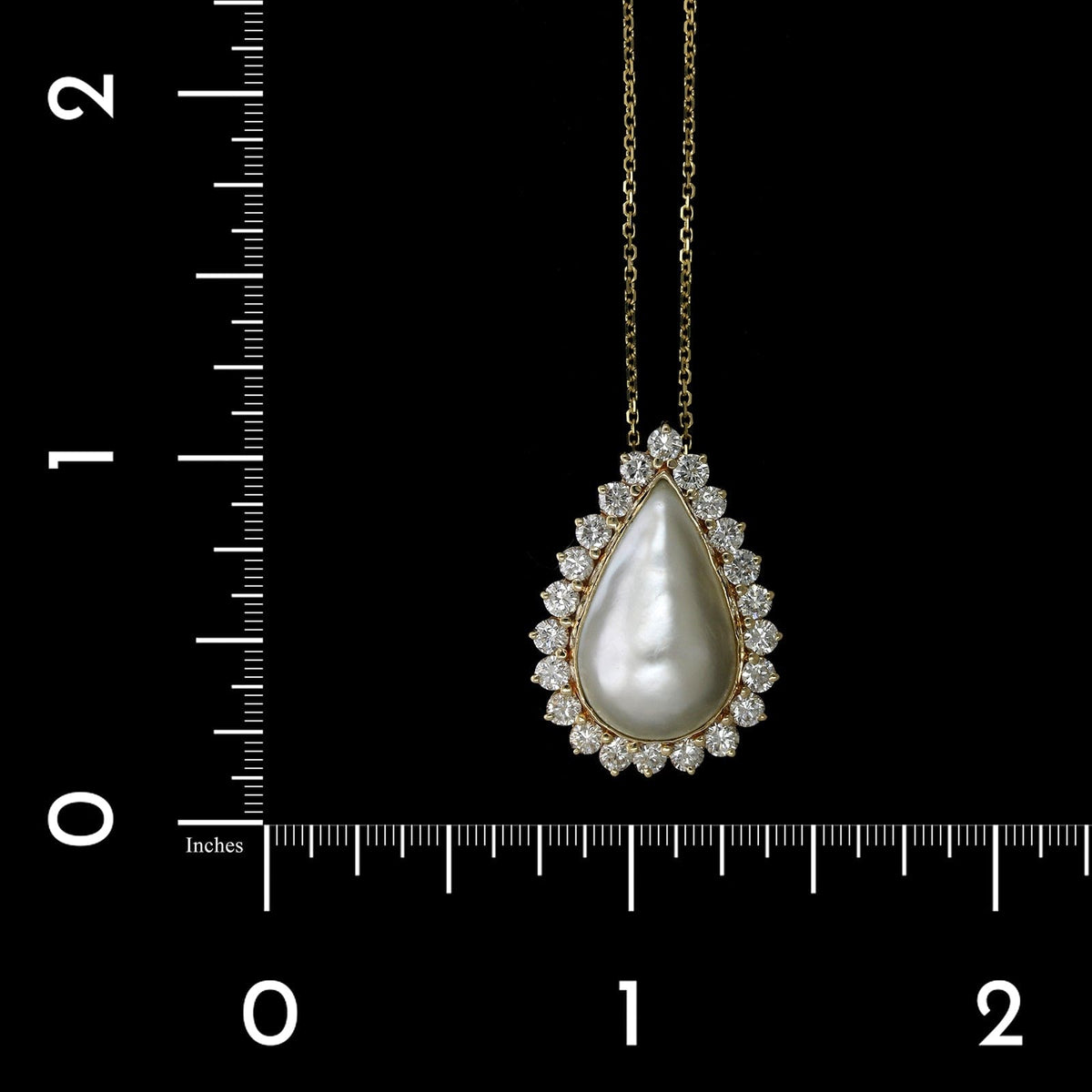 14K Yellow Gold Estate Cultured Mabe Pearl and Diamond Pendant