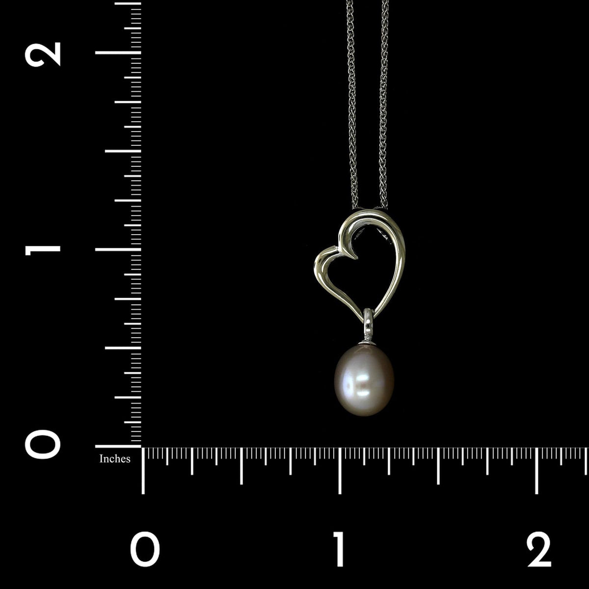 14K White Gold Estate Cultured Freshwater Pearl Heart Pendant