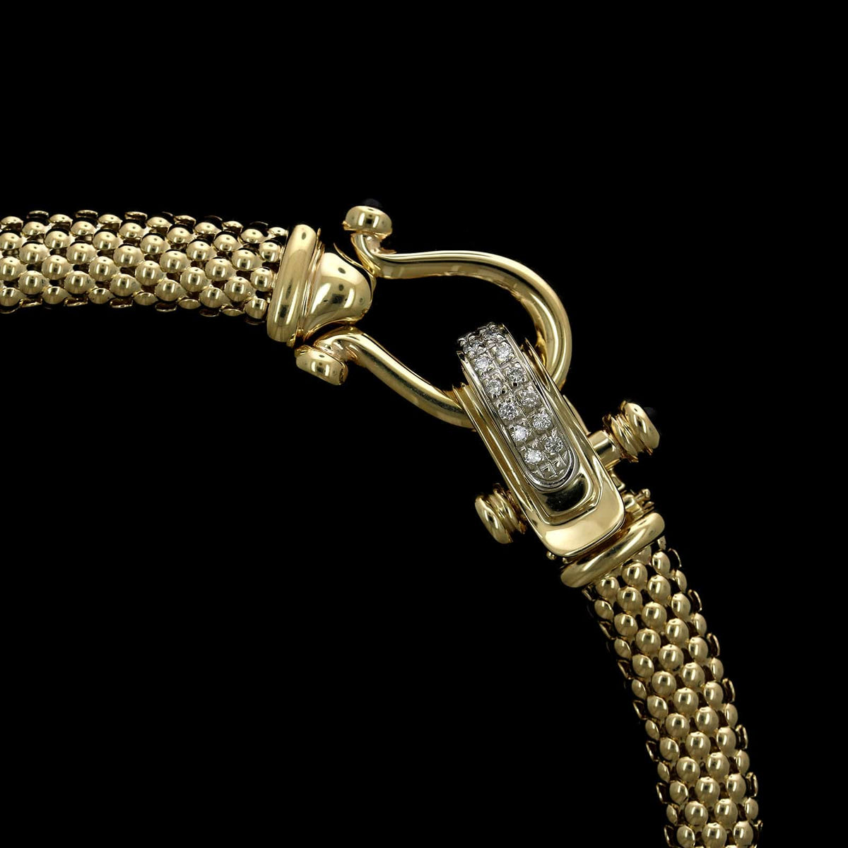 14K Yellow Gold Estate Diamond Buckle Necklace