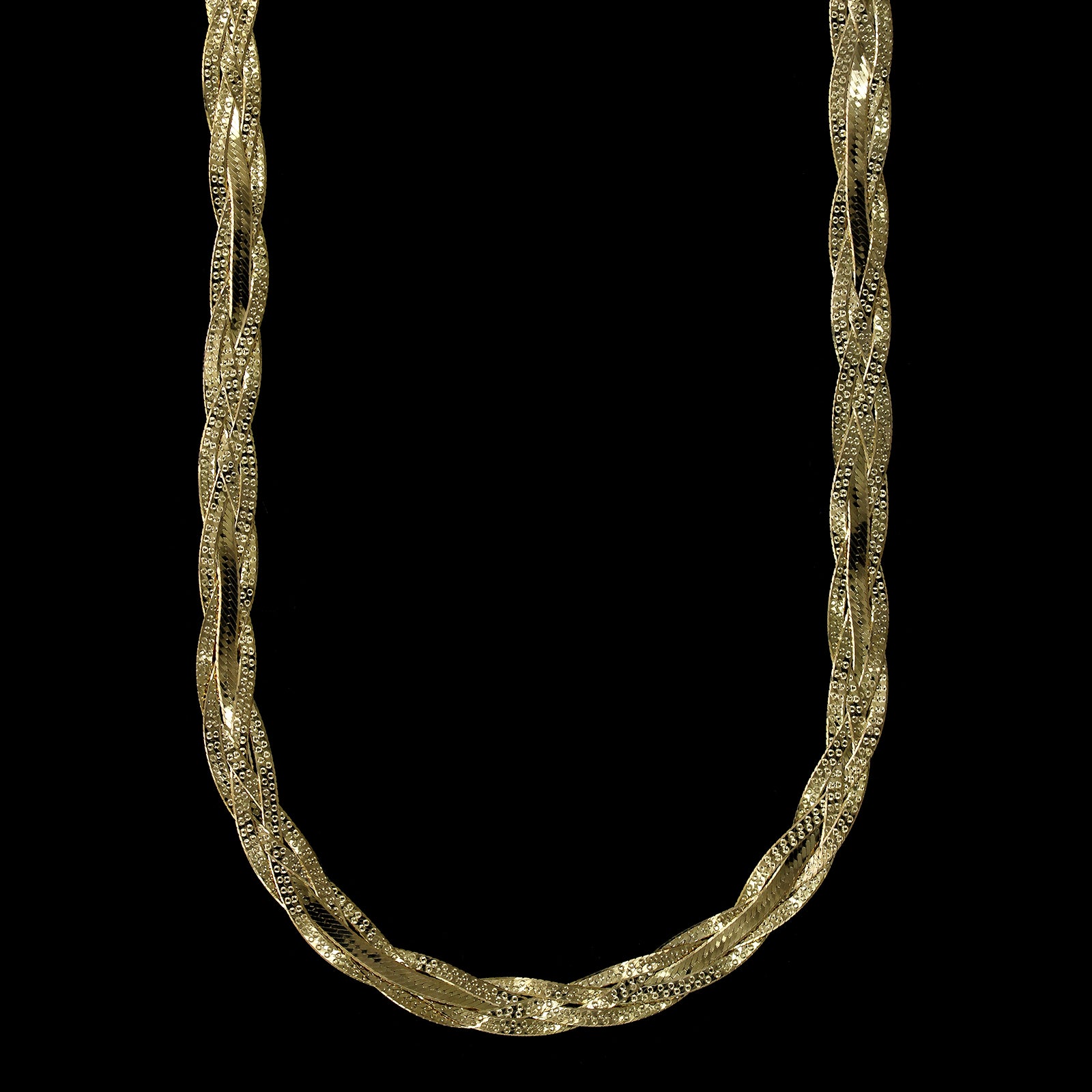 14K Yellow Gold Estate Braided Herringbone Necklace