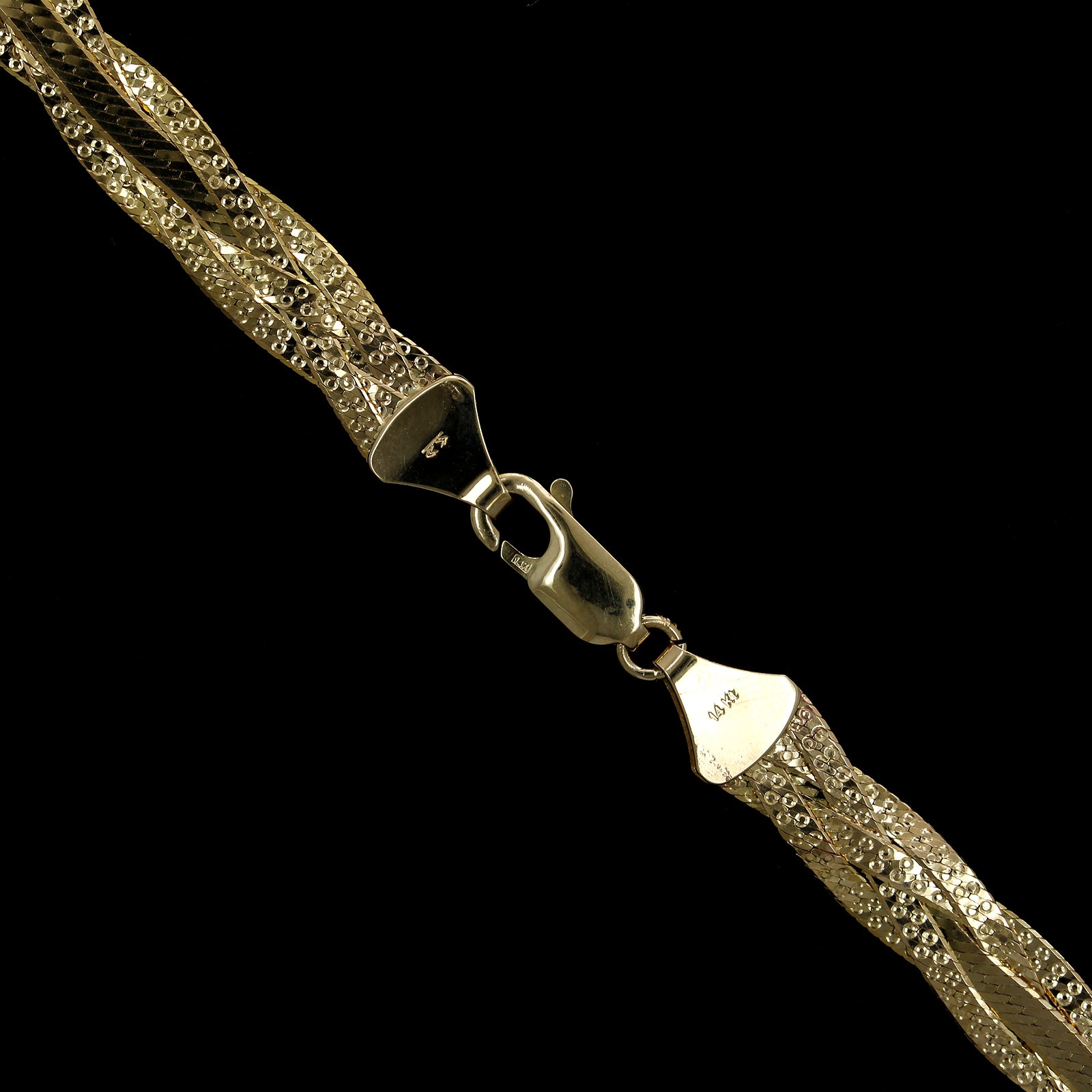 14K Yellow Gold Estate Braided Herringbone Necklace