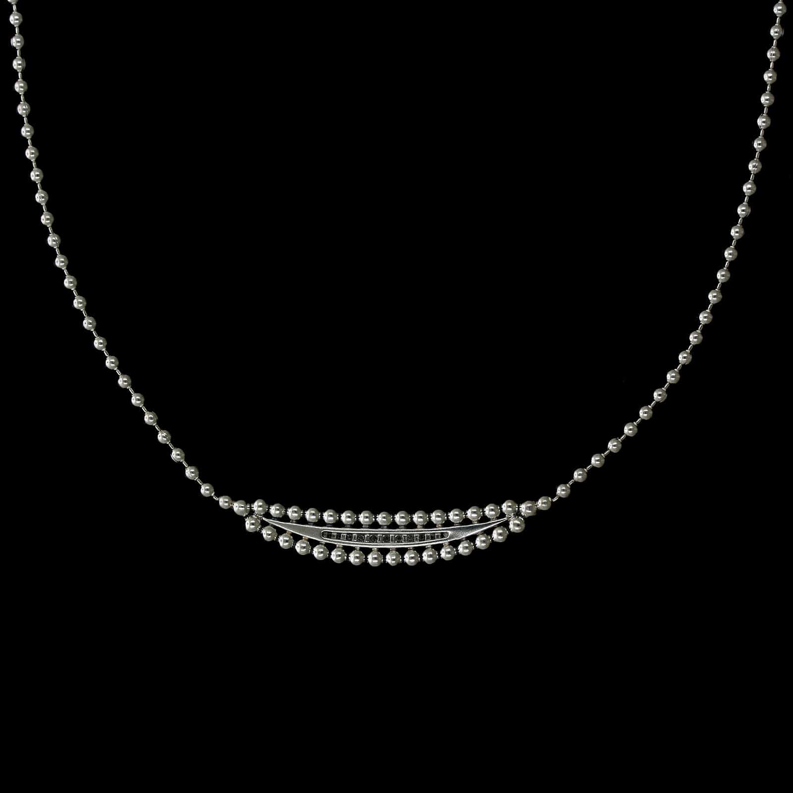 Lagos Sterling Silver Estate Caviar Spark Diamond Half-Moon Necklace