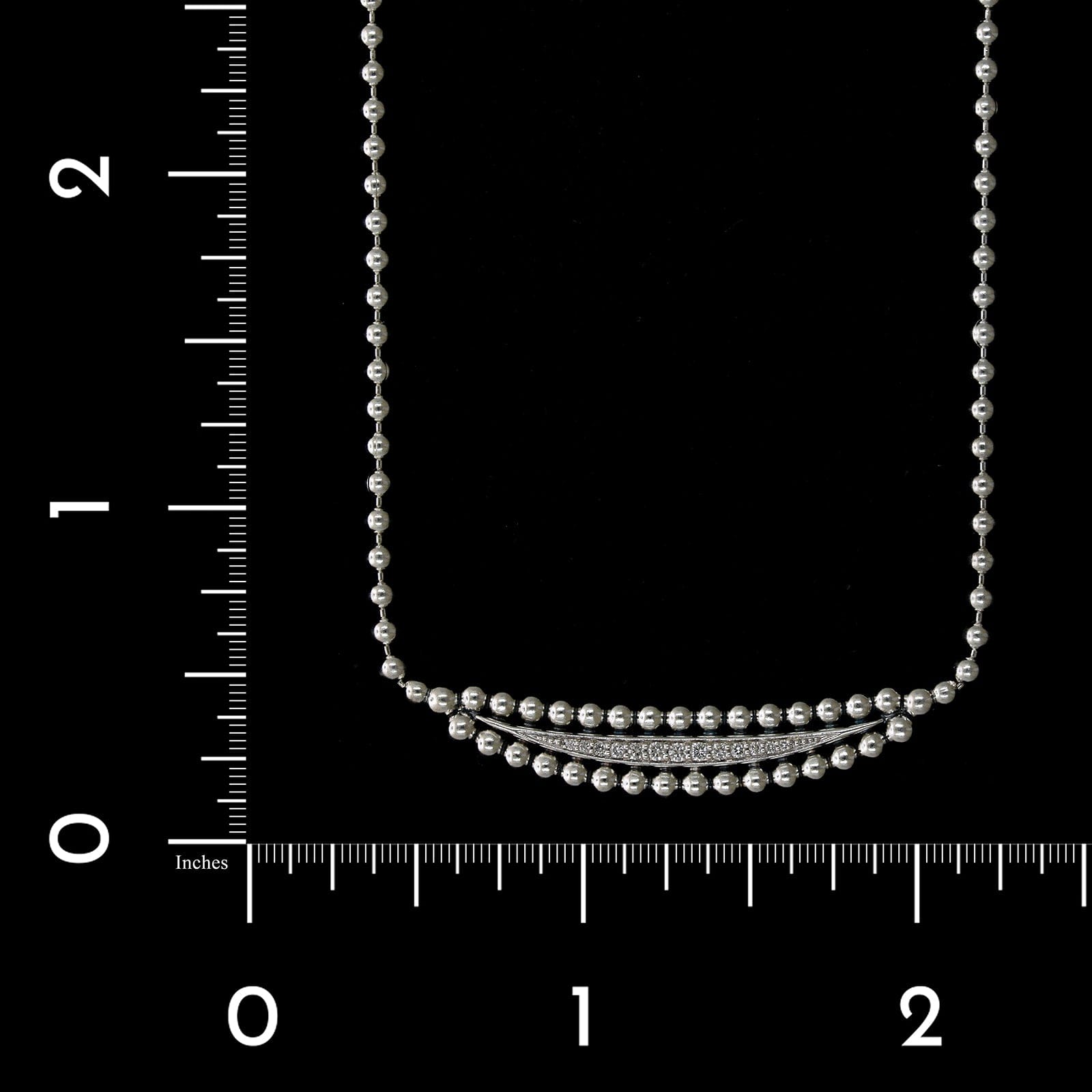 Lagos Sterling Silver Estate Caviar Spark Diamond Half-Moon Necklace