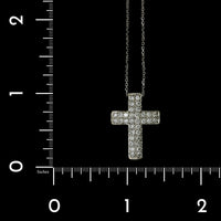 14K White Gold Estate Diamond Cross Pendant