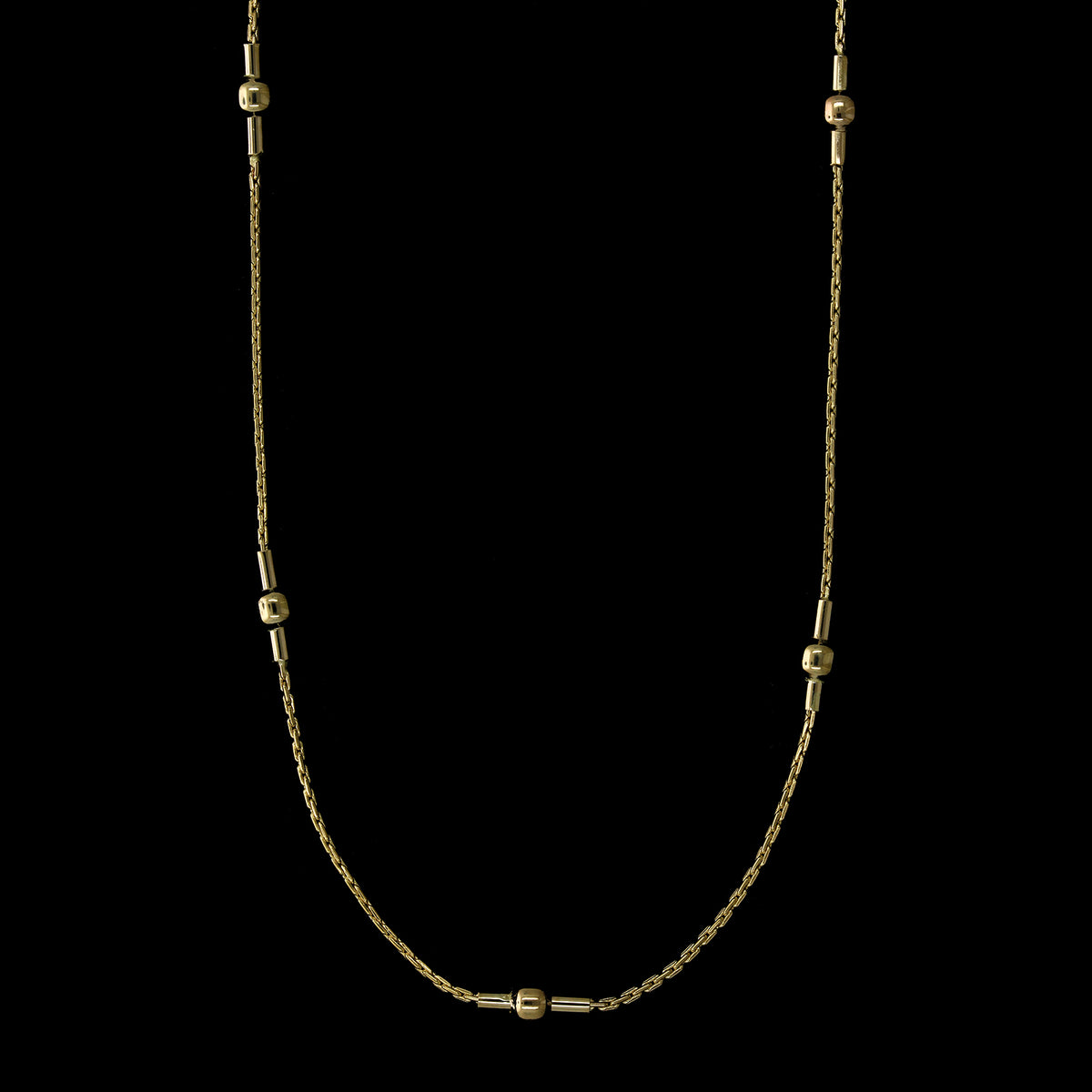14K Yellow Gold Estate Fancy Link Bead Necklace