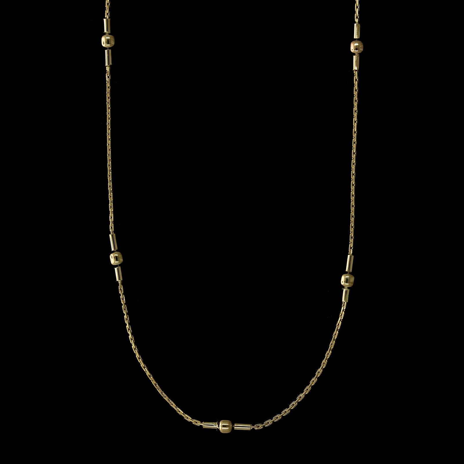 14K Yellow Gold Estate Fancy Link Bead Necklace