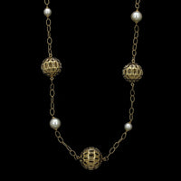 14K Yellow Gold Estate Cultured Freshwater Pearl Necklace