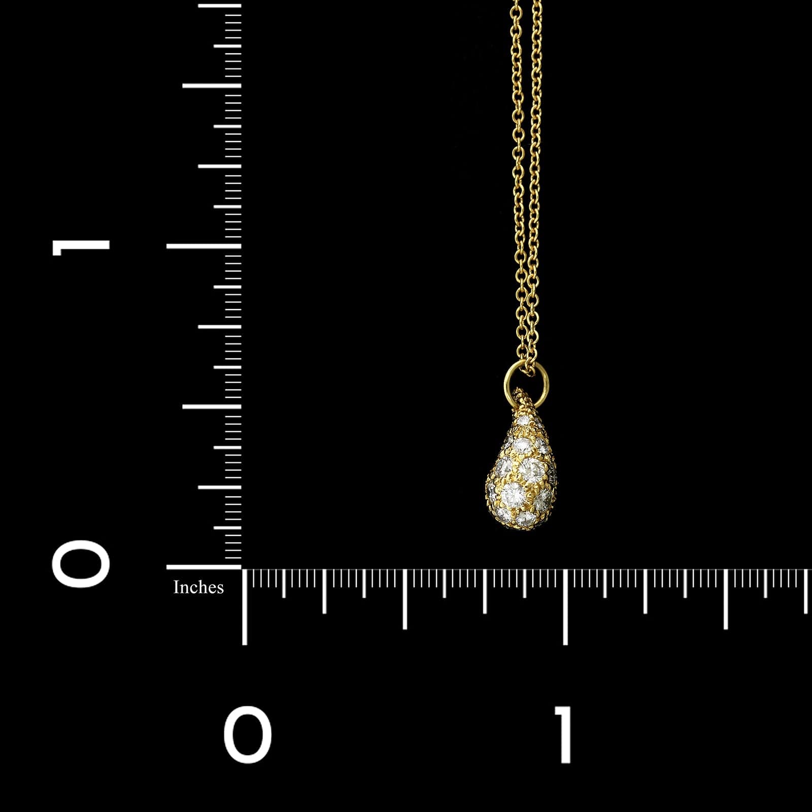Tiffany & Co. Elsa Peretti 18K Yellow Gold Estate Diamond Teardrop Pendant