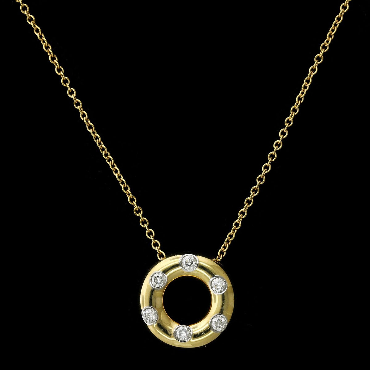 Tiffany & Co. 18K Yellow Gold Estate Diamond Etoile Circle Pendant