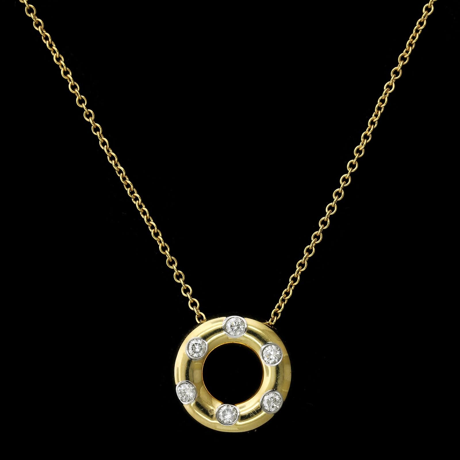 Tiffany & Co. 18K Yellow Gold Estate Diamond Etoile Circle Pendant