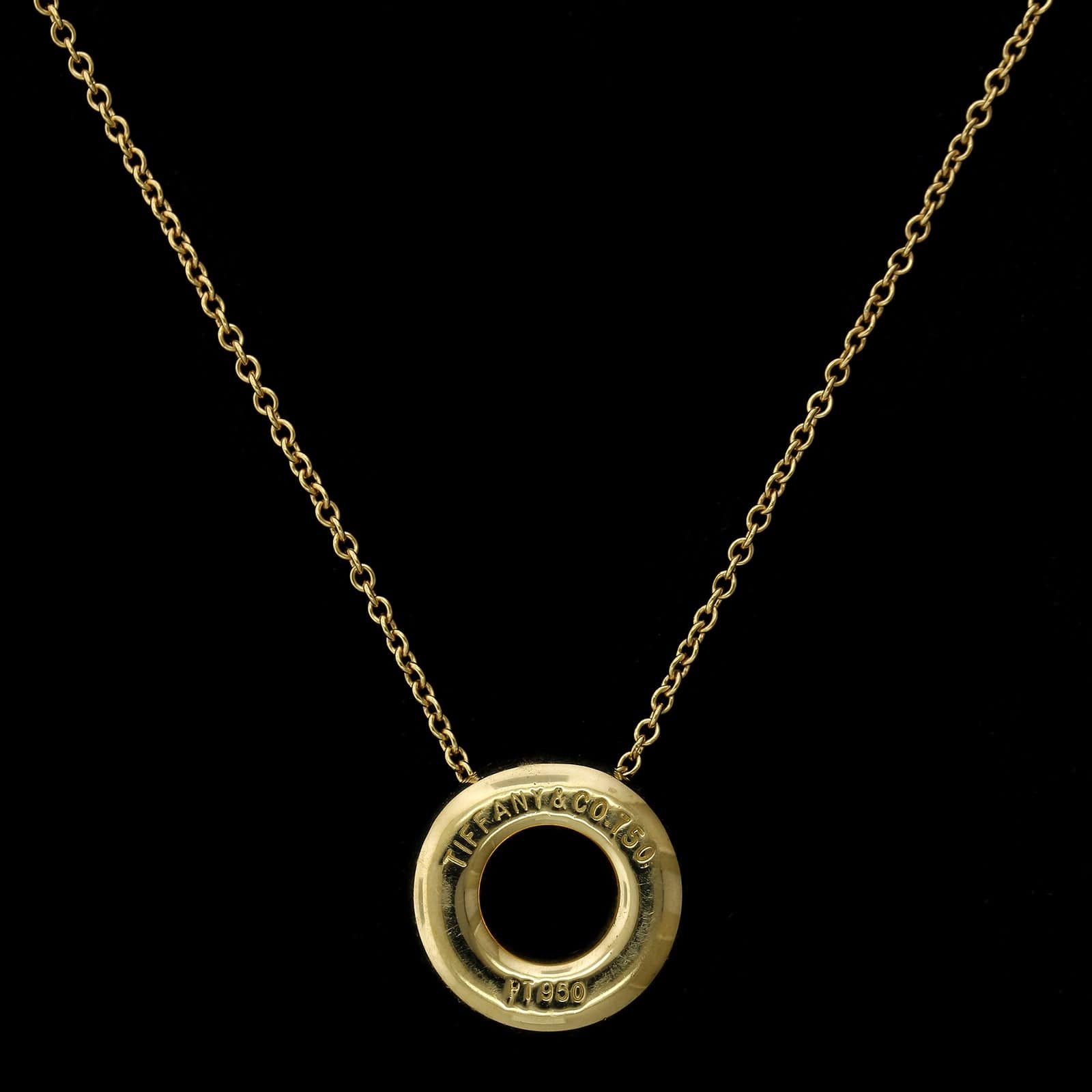 Tiffany & Co. 18K Yellow Gold Estate Diamond Etoile Circle Pendant