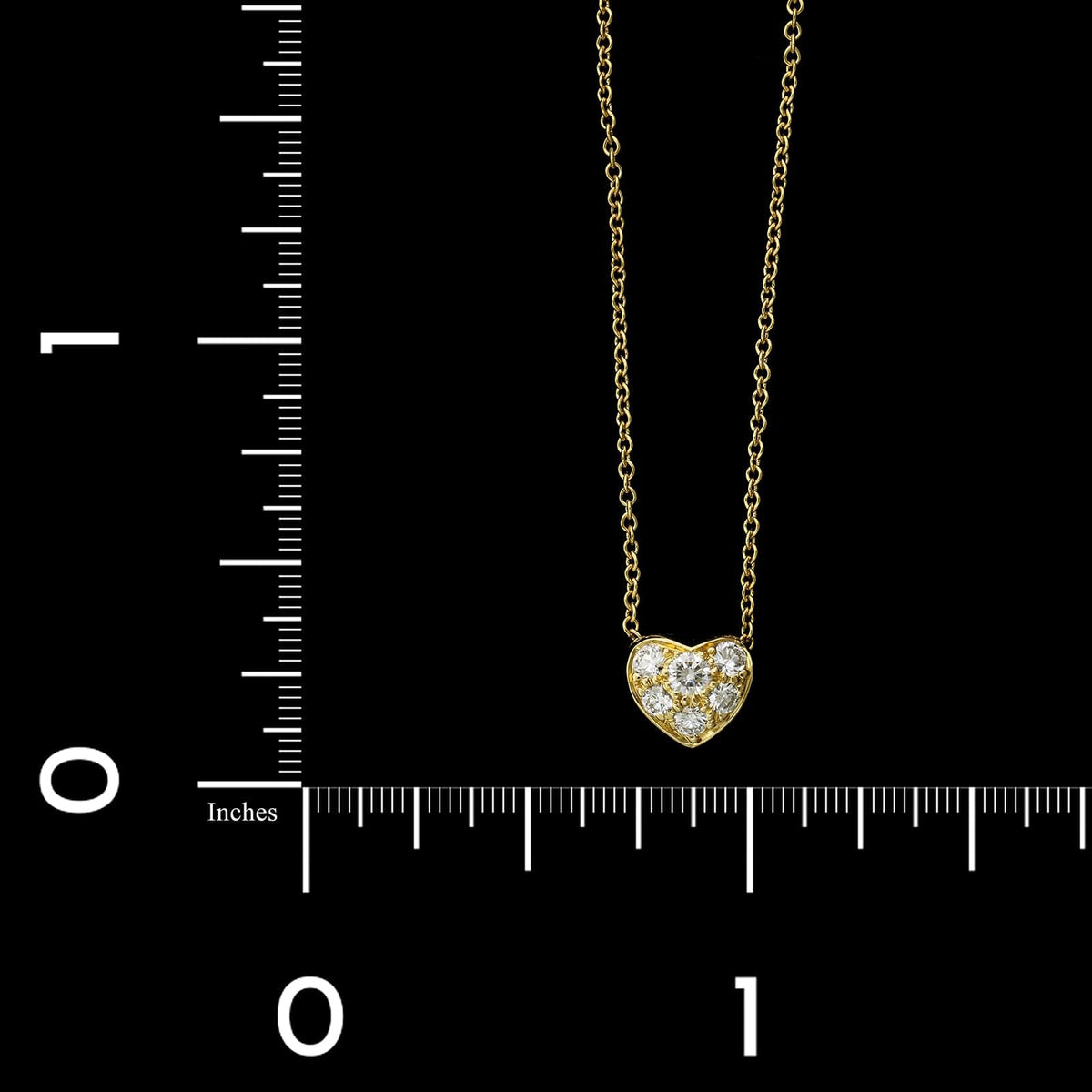 Tiffany & Co. 18K Yellow Gold Estate Diamond Pave Heart Necklace