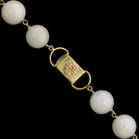 14K Yellow Gold Estate White Jade Bead Necklace