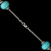18K White Gold Estate Turquoise, Ruby and Diamond Necklace
