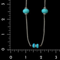 18K White Gold Estate Turquoise, Ruby and Diamond Necklace