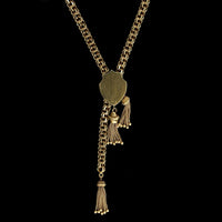 14K Yellow Gold Estate Turquoise Tassel Necklace