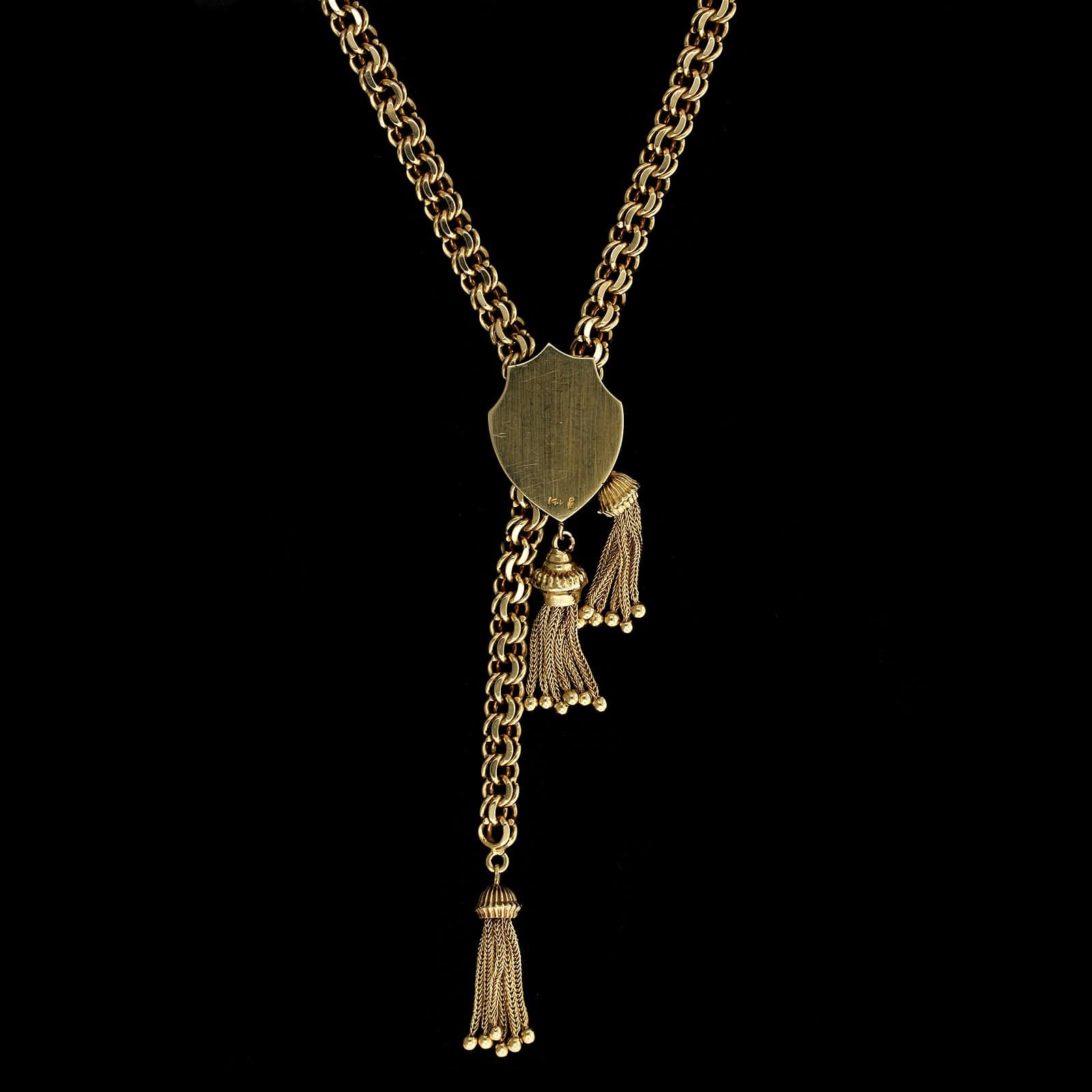 14K Yellow Gold Estate Turquoise Tassel Necklace
