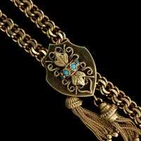 14K Yellow Gold Estate Turquoise Tassel Necklace