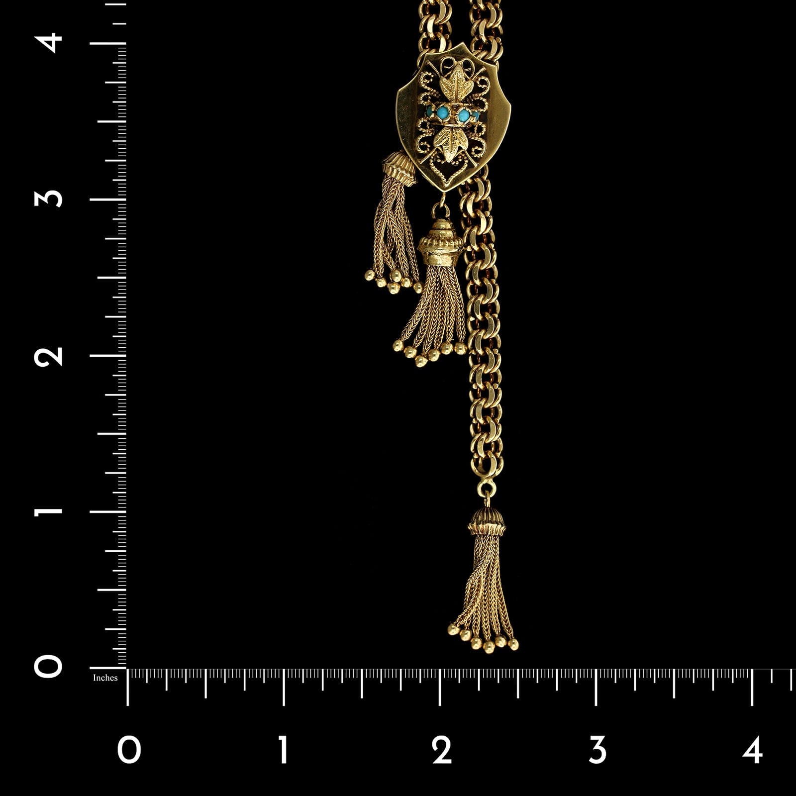 14K Yellow Gold Estate Turquoise Tassel Necklace