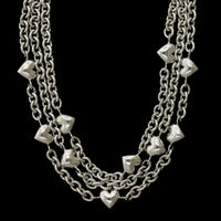 Tiffany & Co. Sterling Silver Estate Three Strand Heart Link Necklace