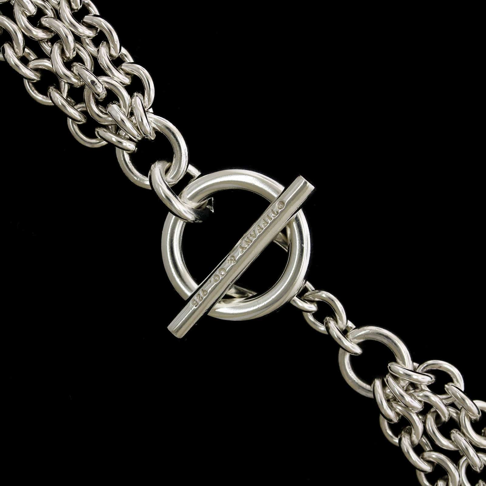 Tiffany & Co. Sterling Silver Estate Three Strand Heart Link Necklace