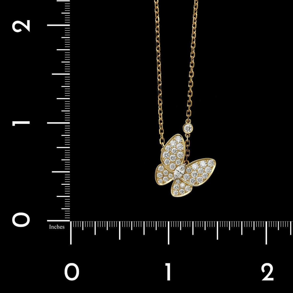 Van Cleef & Arpels 18K Yellow Gold Estate 'Two Butterfly' Diamond Pendant