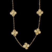 Van Cleef & Arpels 18K Yellow Gold Estate 'Vintage Alhambra' 10 Motif Necklace