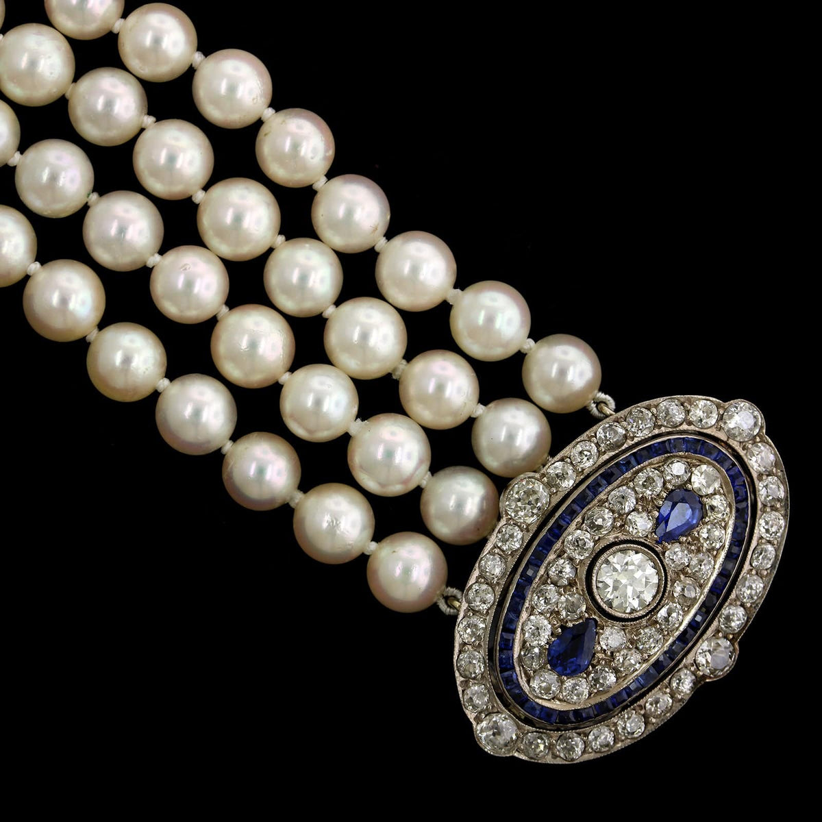 Cultured Estate Pearl and Diamond Necklace
