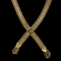 14K Yellow Gold Estate Enamel Tassel Necklace