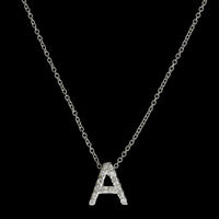 14K White Gold Estate and Diamond 'A' Pendant