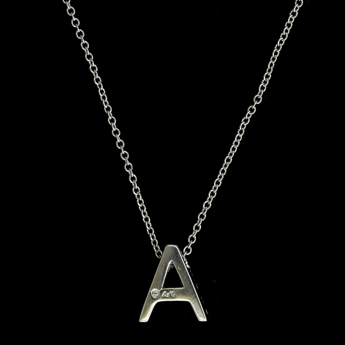 14K White Gold Estate and Diamond 'A' Pendant