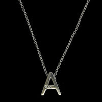 14K White Gold Estate and Diamond 'A' Pendant