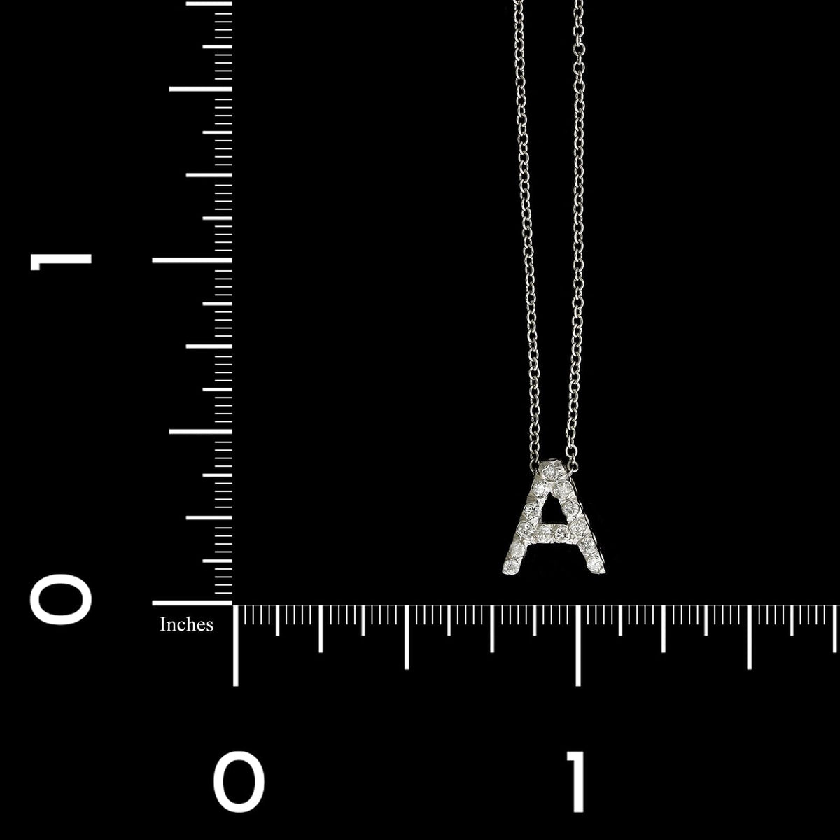 14K White Gold Estate and Diamond 'A' Pendant