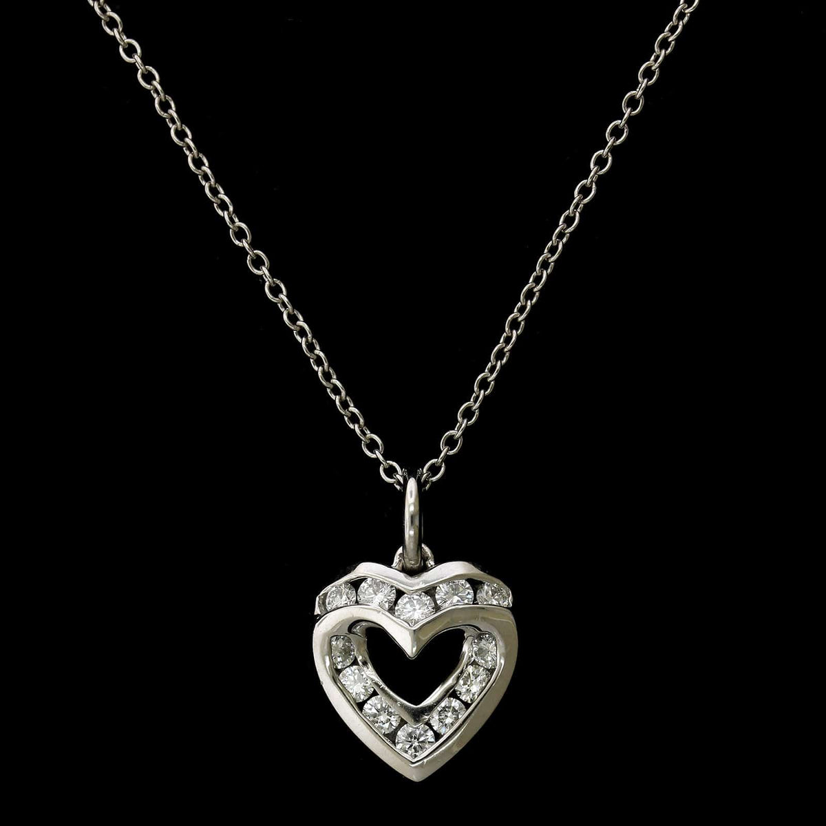 Charles Krypell Platinum Estate Diamond Heart Pendant