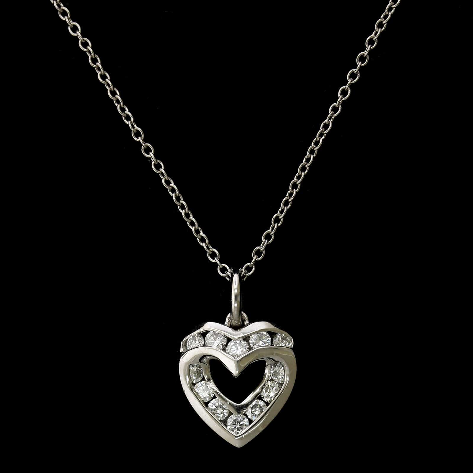 Charles Krypell Platinum Estate Diamond Heart Pendant
