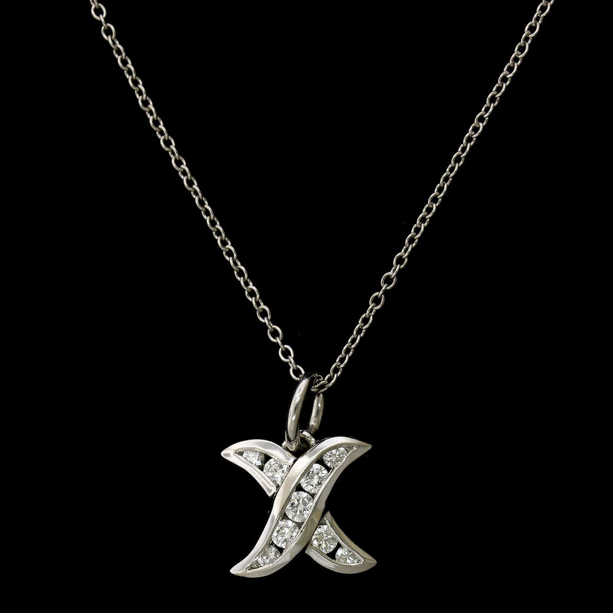 Charles Krypell Platinum Estate Diamond 'X' Pendant