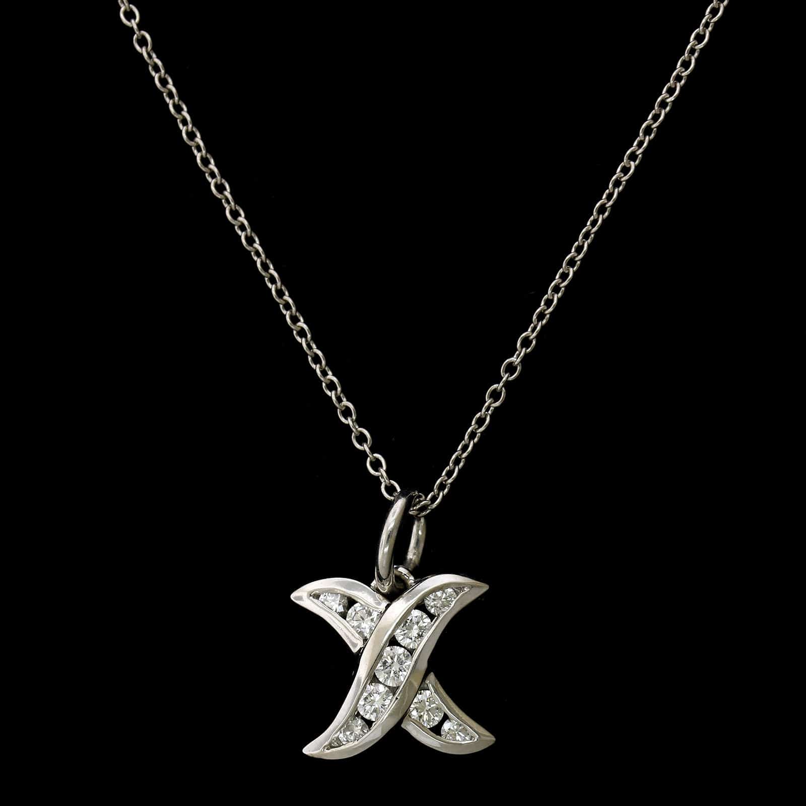 Charles Krypell Platinum Estate Diamond 'X' Pendant