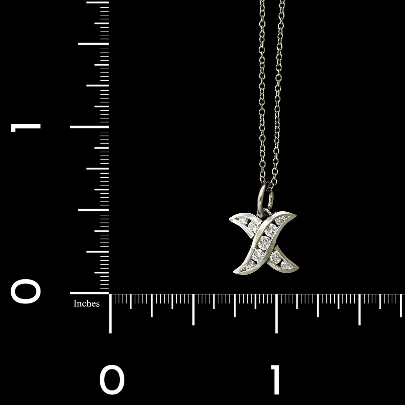 Charles Krypell Platinum Estate Diamond 'X' Pendant