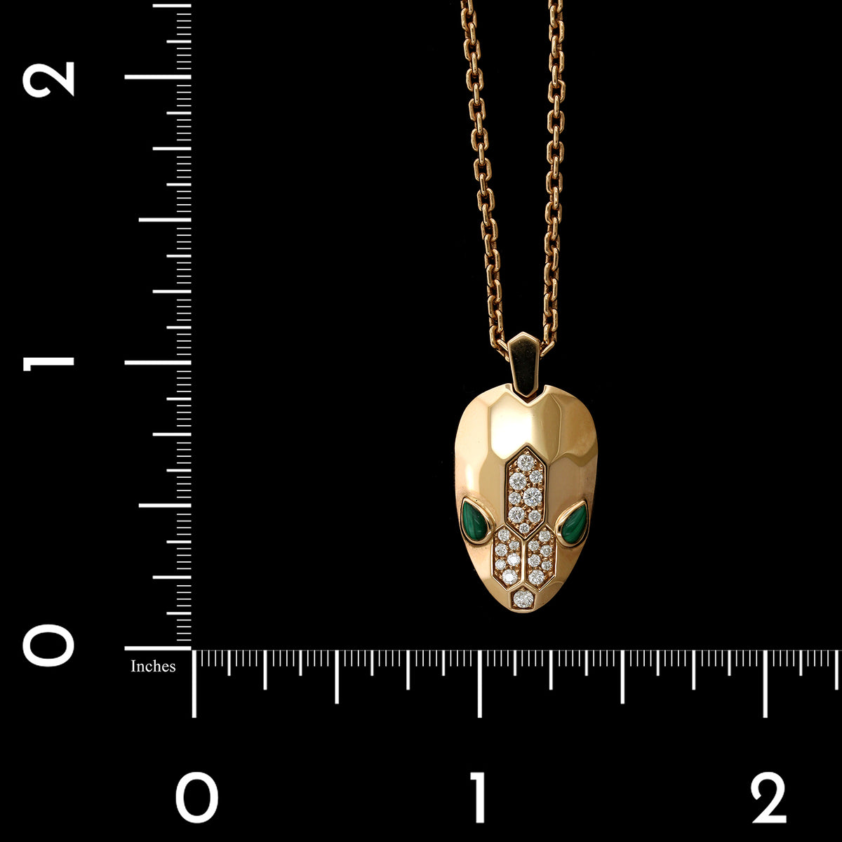 Bulgari 18K Rose Gold Estate Diamond and Malachite 'Serpenti' Necklace
