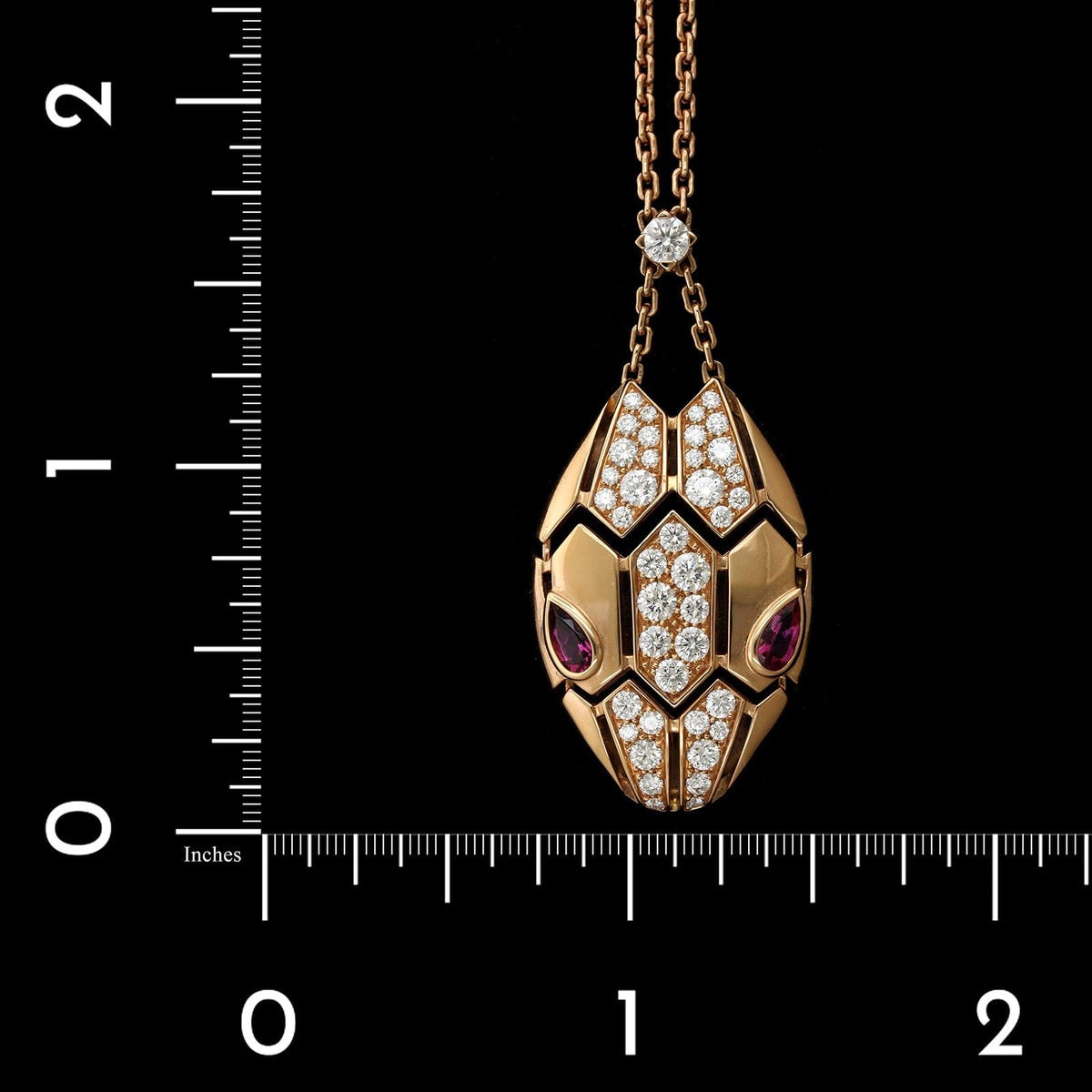 Bulgari 18K Rose Gold Estate Diamond and Rubellite Serpenti Necklace
