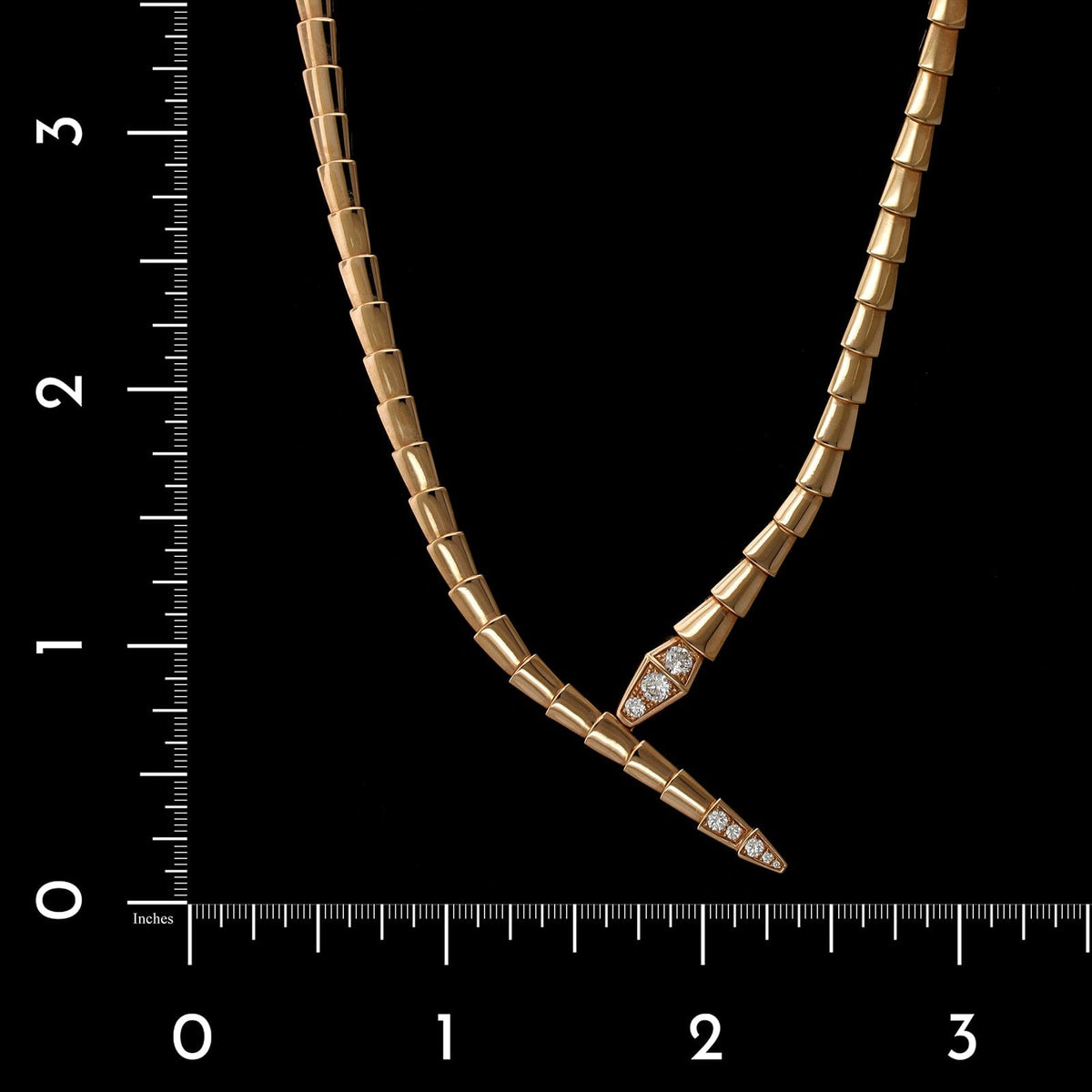 Bulgari 18K Rose Gold Estate Diamond 'Serpenti Viper' Necklace
