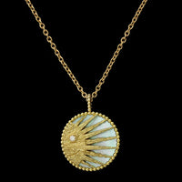 Dior 18K Yellow Gold Estate Mother of Pearl, Onyx and Diamond 'Rose Celeste' Medallion Pendant