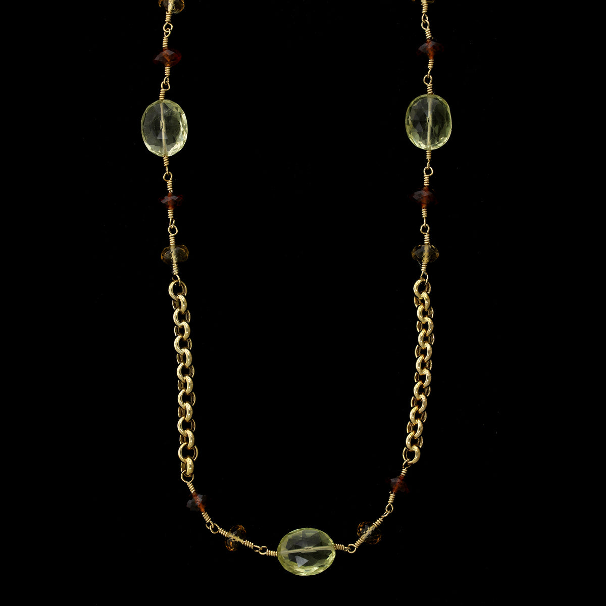 14K Yellow Gold Estate Citrine Bead Necklace